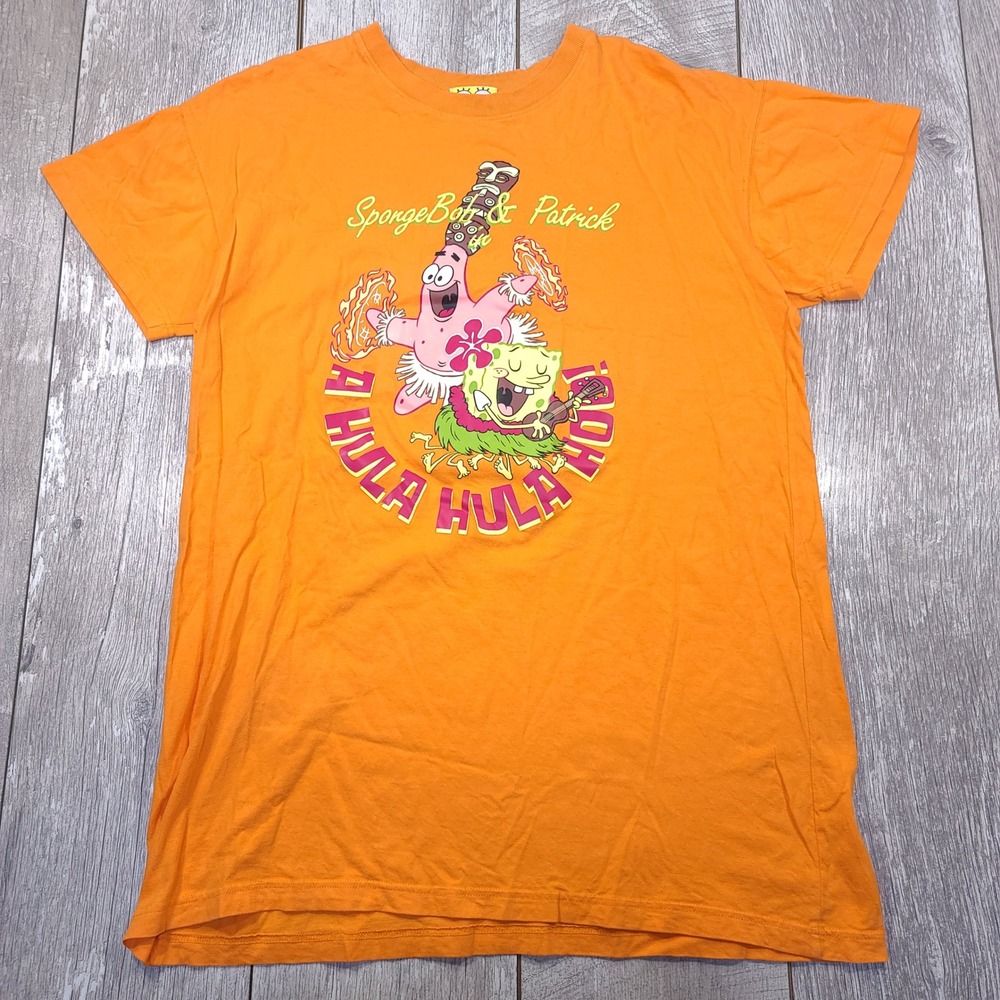 SpongeBob SquarePants T-Shirt Unisex One Size Orange Hula Graphic Tee 2004